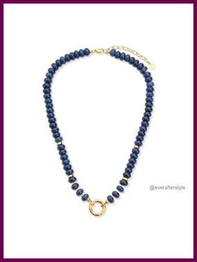 Gemstone Beaded Choker Necklace with Charm Holder for Women